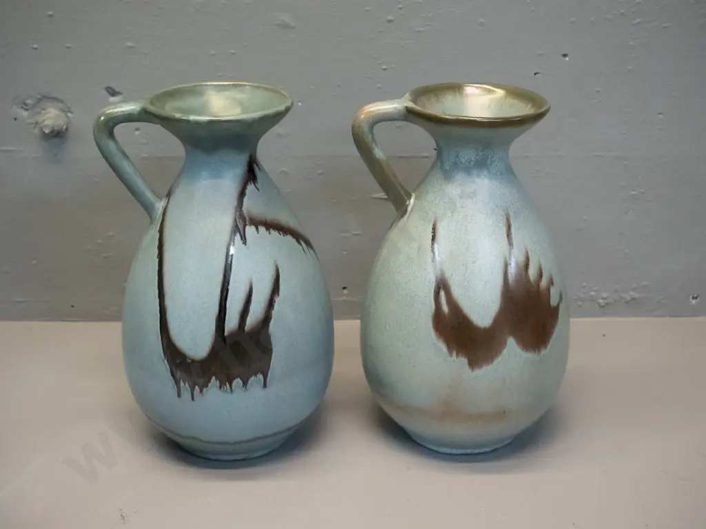 2 Blue Mountain Pottery slate-blue ewer jugs H-270 Image 1++