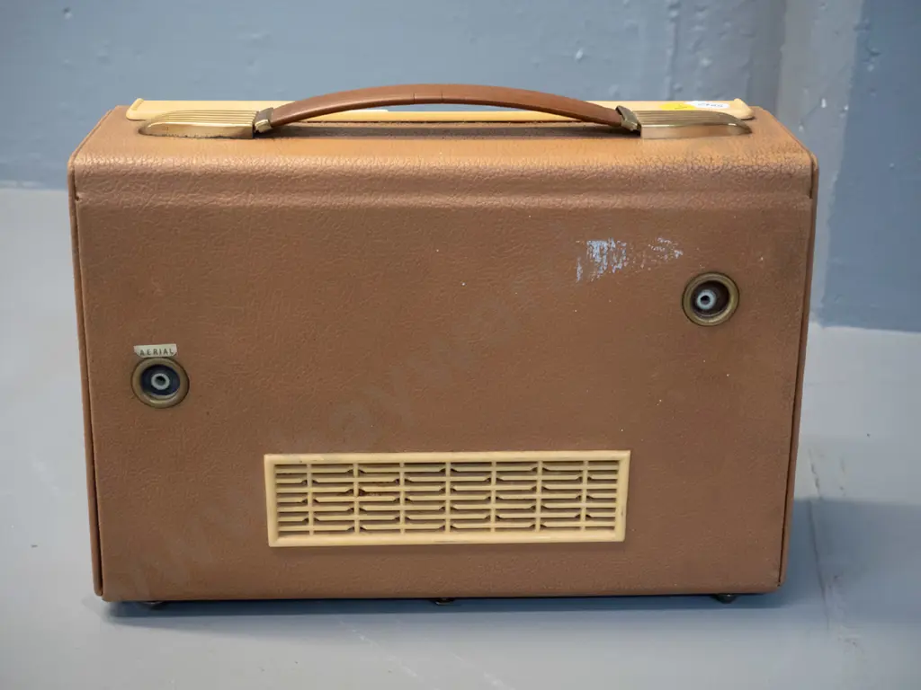 vintage vinyl and plastic-cased Philips transistor radio - working but reception untested, some cracking to handle H-190 Image 1++