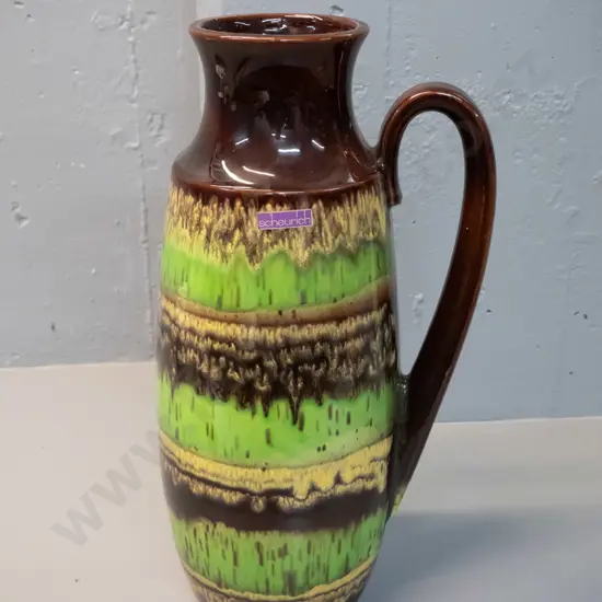 large German pottery handled jug vase pattern 426-47 H-470 W-240 at handle