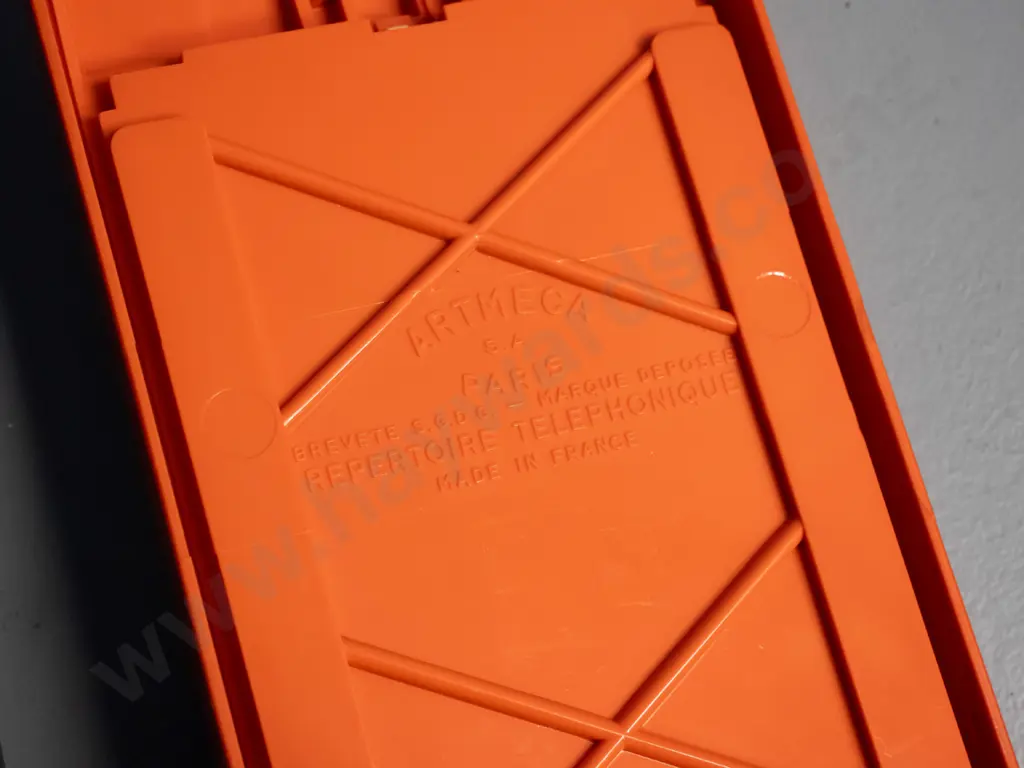 retro French GCT orange plastic cased push-button phone and a Artmeca France address finder Image 1++