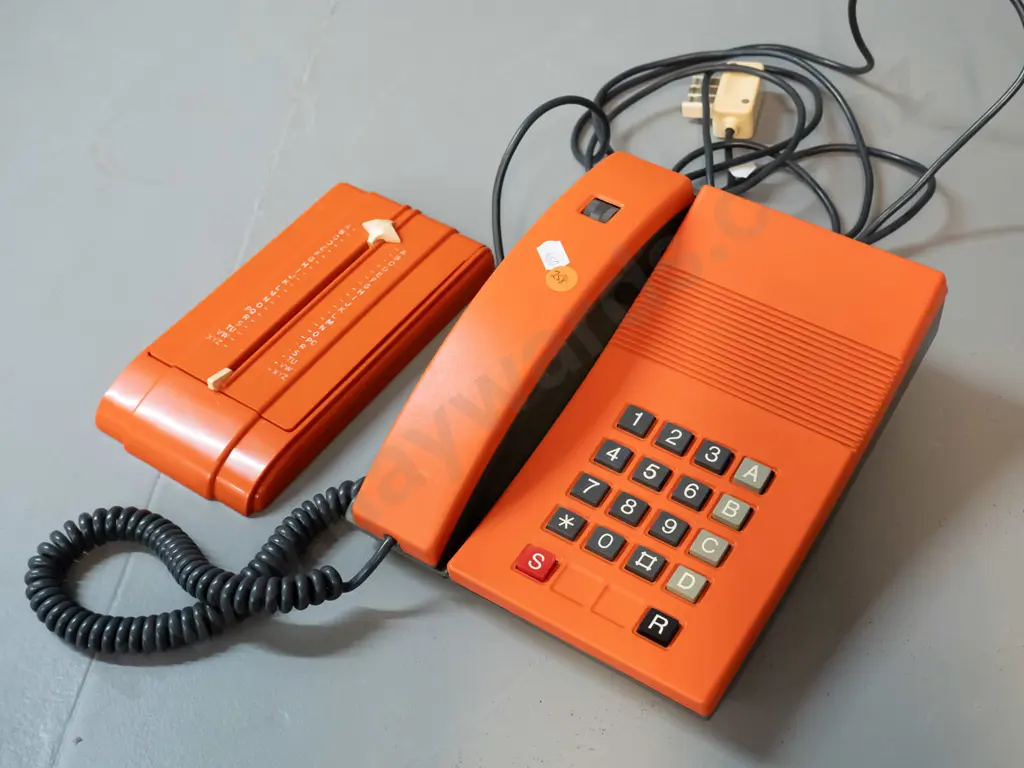 retro French GCT orange plastic cased push-button phone and a Artmeca France address finder Image 1++