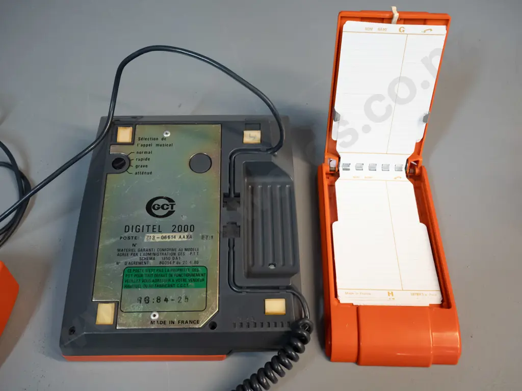 retro French GCT orange plastic cased push-button phone and a Artmeca France address finder Image 1++