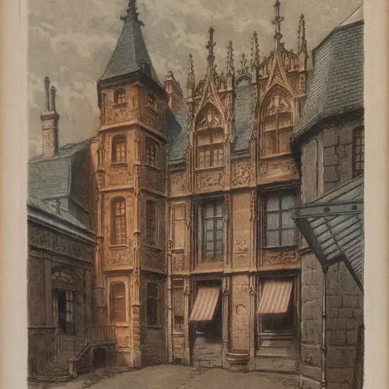 framed engraving "Rouen" H-180 W-130