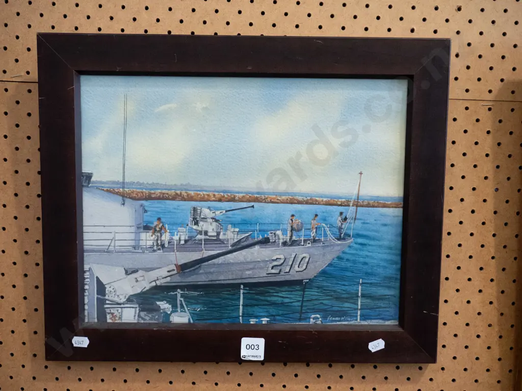 framed watercolour - navy boat Image 1++