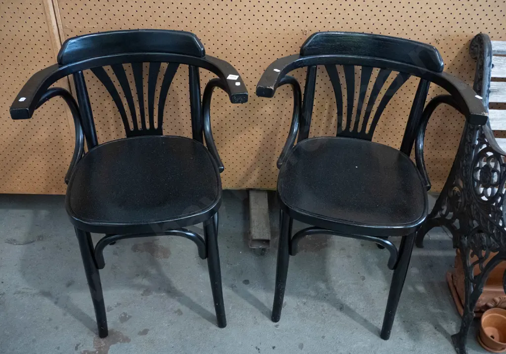 2 black painted wooden armchairs Image 1++