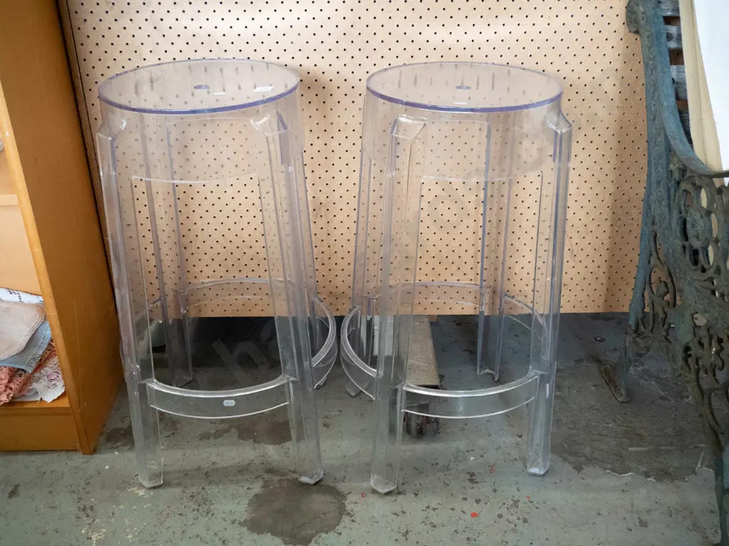 2 clear perspex stools Image 1++