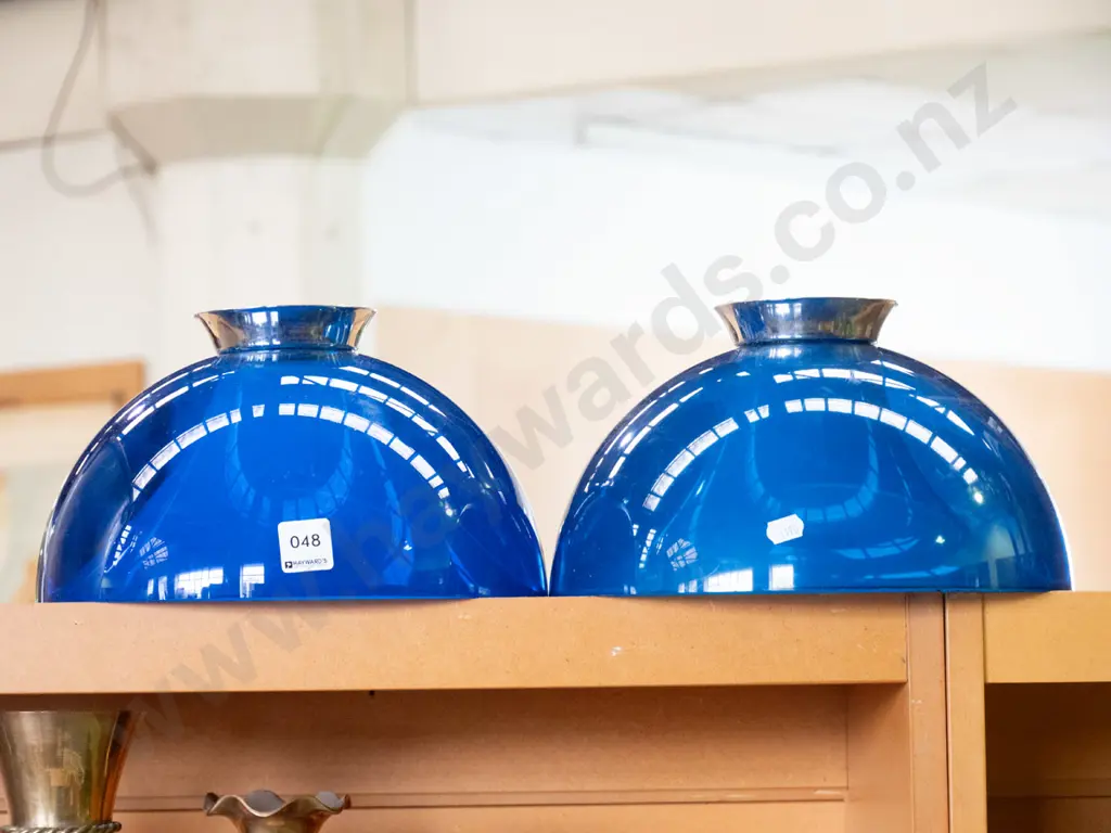 2 blue plastic perspex light shades Image 1++
