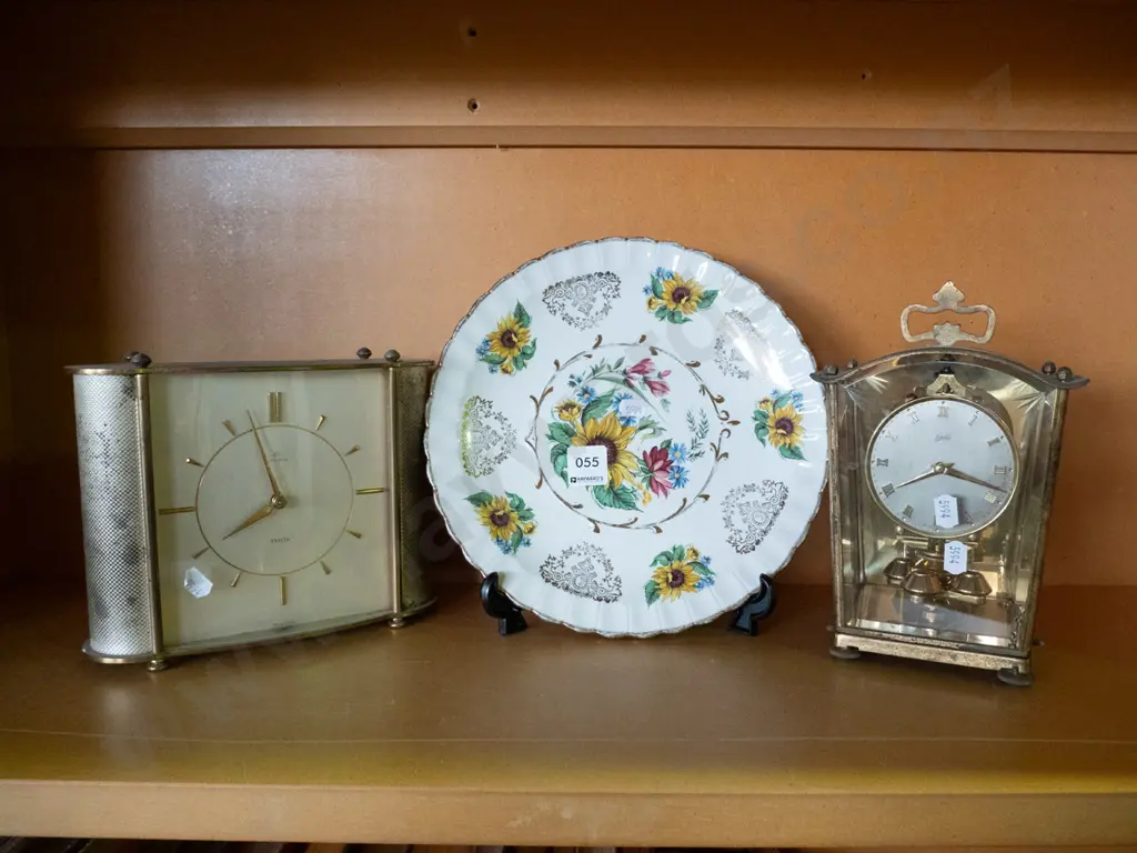 2 mantel clocks and a Wood & Sons cabinet plate Image 1++