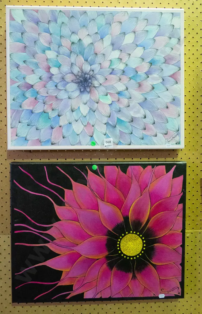 2 floral acrylics on canvas Image 1++