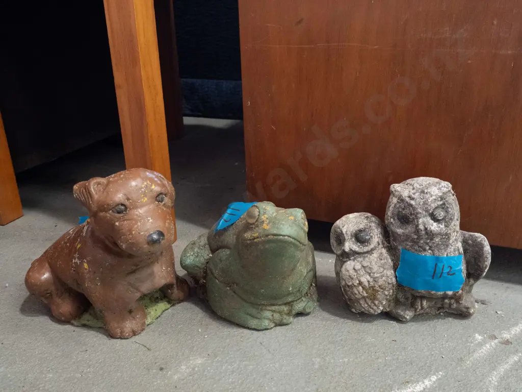 garden ornaments - frog, dog H-160 and 2 owls Image 1++