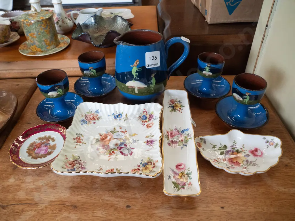 hand painted water jug, egg cups, floral dishes, etc. Image 1++