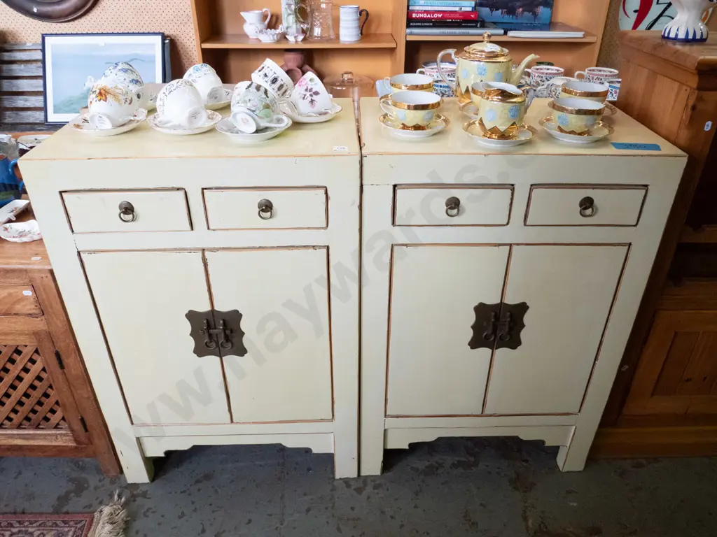 pair of asian 2-door 2-drawer cupboards Image 1++