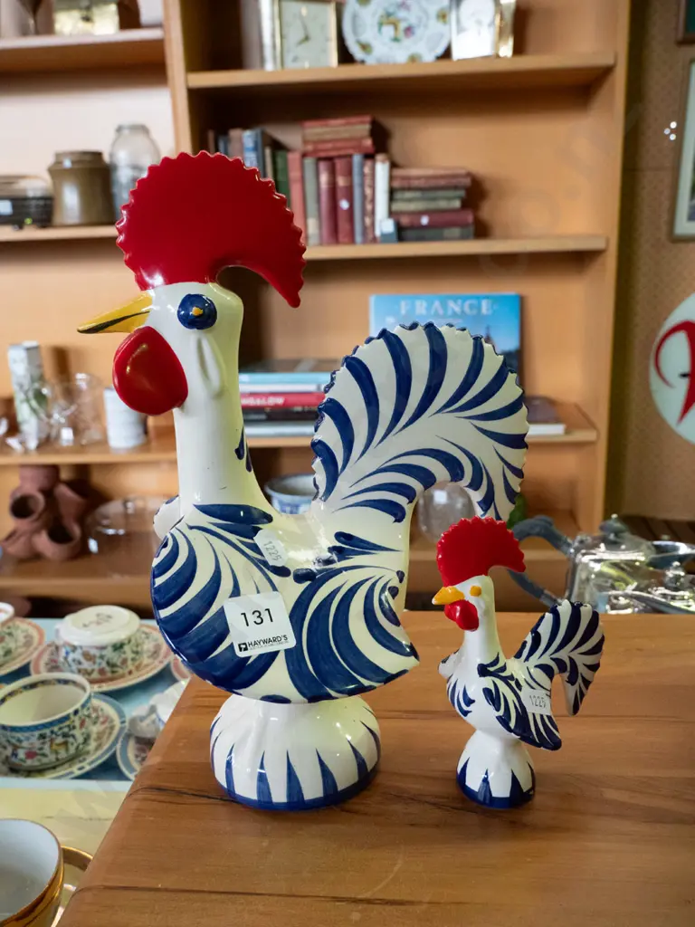 2 Portuguese ceramic chickens - taller is H-280 Image 1++