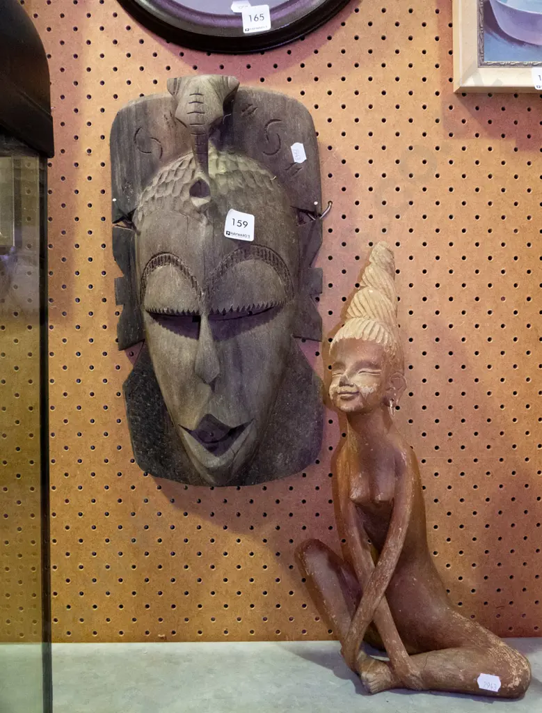 seated figurine H-380 and ethnic wall mask Image 1++
