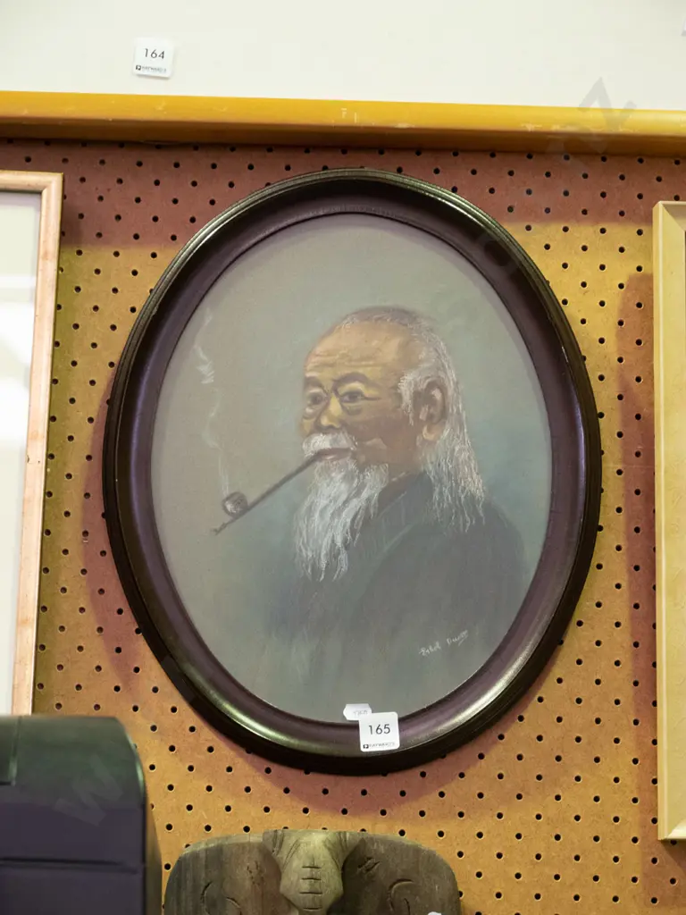 framed pastel - man smoking pipe Image 1++