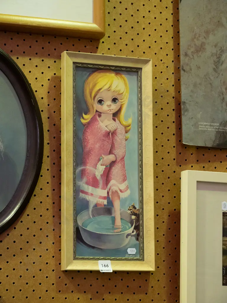 framed retro print - girl in bath Image 1++