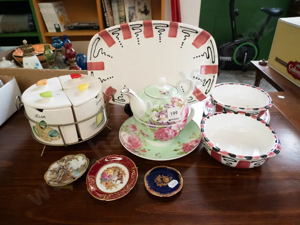 retro segmented serving dish, tea for one, Limoges miniatures etc. Image 1++