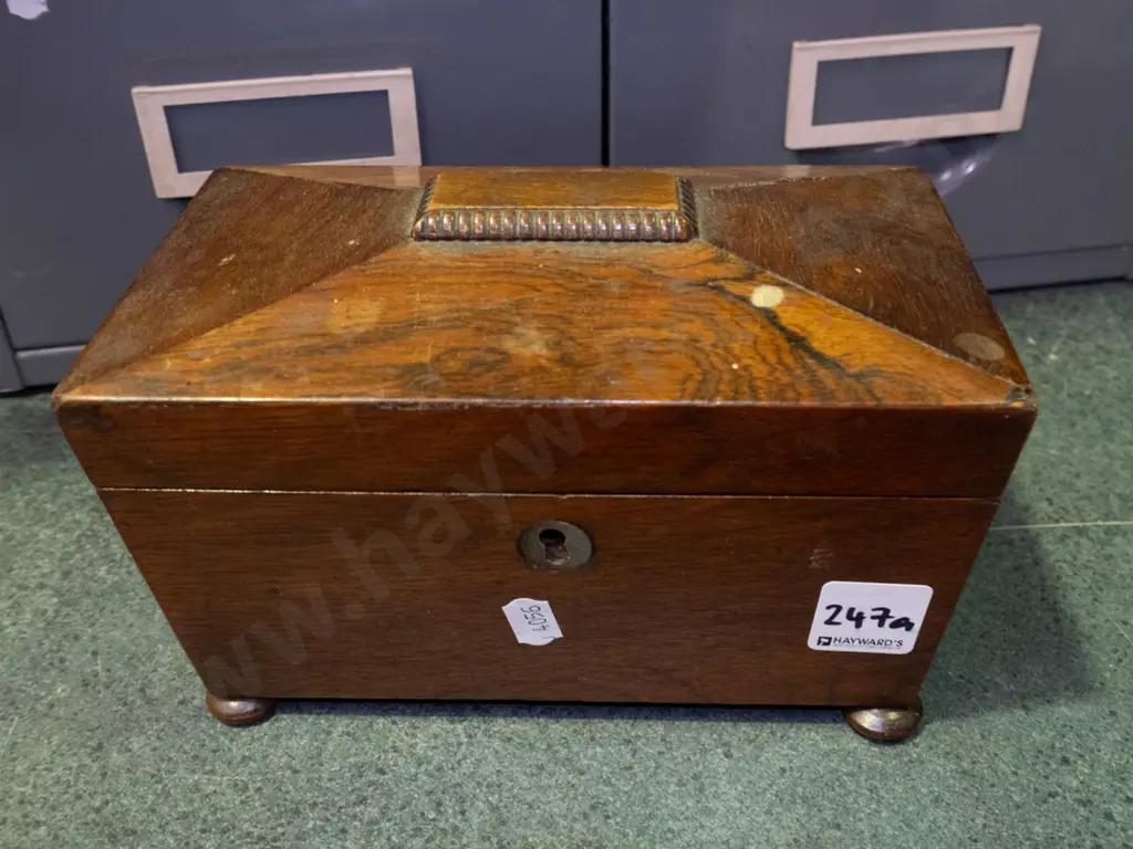 small wooden restorer's Victorian tea caddy Image 1++
