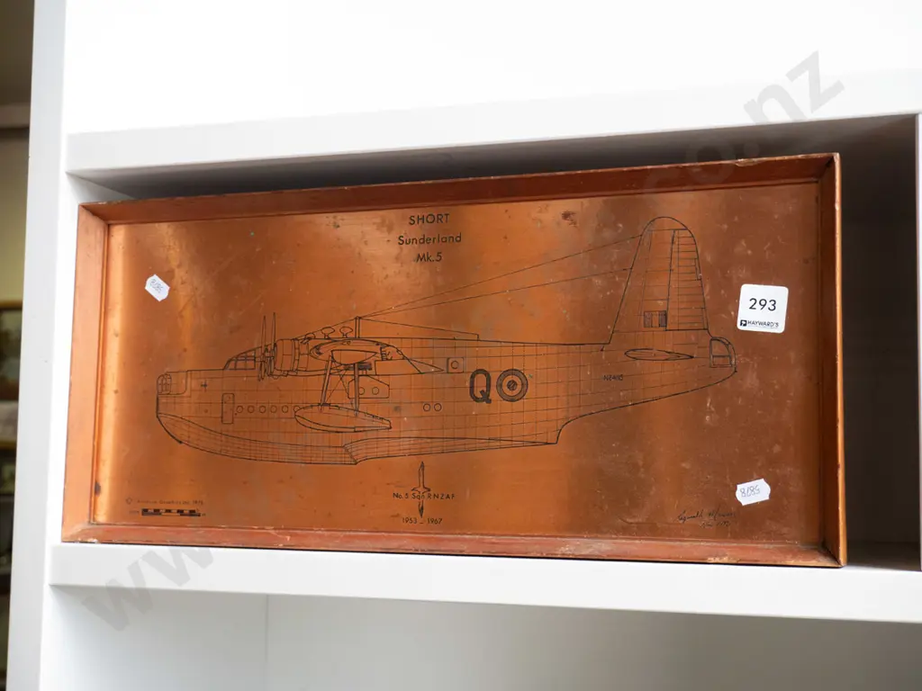 etched copper picture - Sunderland flying plane Image 1++