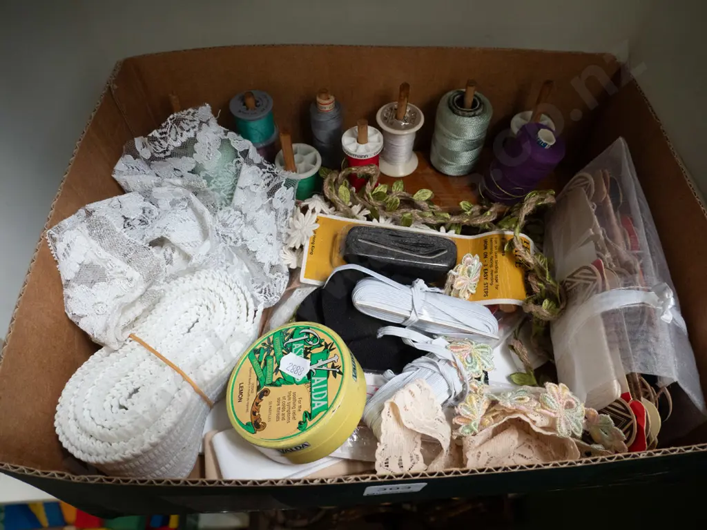 box of ribbons, lace, thread etc. Image 1++