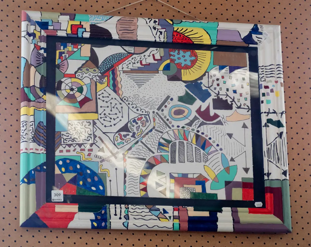 framed artwork with painting on frame Image 1++