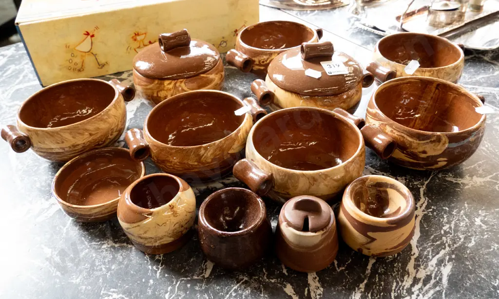 Temuka Pottery Te Rona soup bowls, open salts, etc. Image 1++