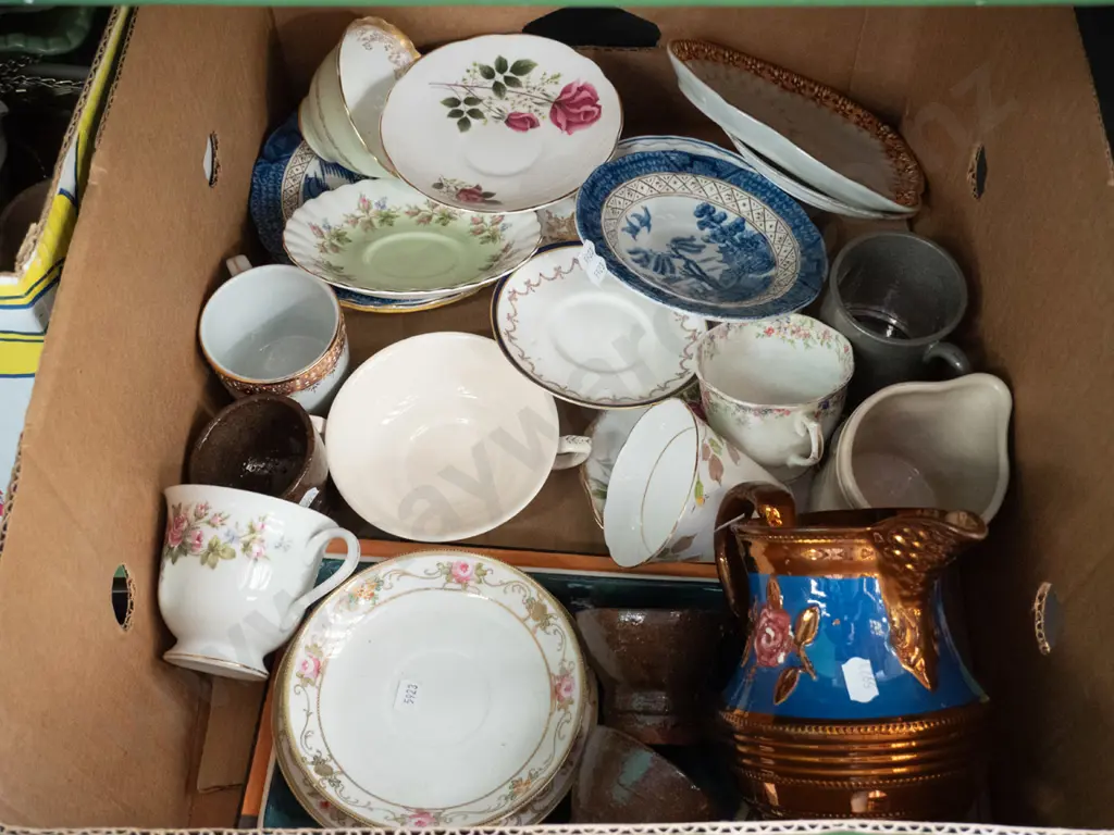 box of cups, saucers, jugs, etc. Image 1++
