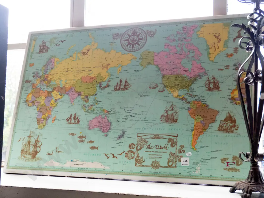 map of the world print on board Image 1++