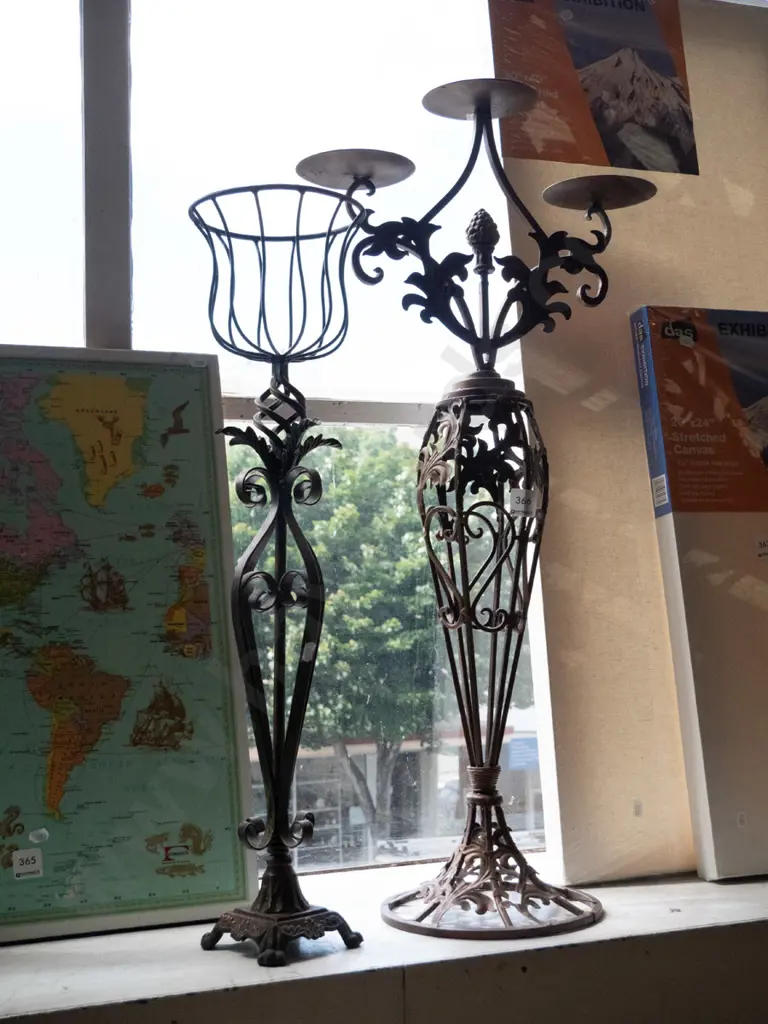 wrought metal candle holder stand & candelabra H-780 Image 1++