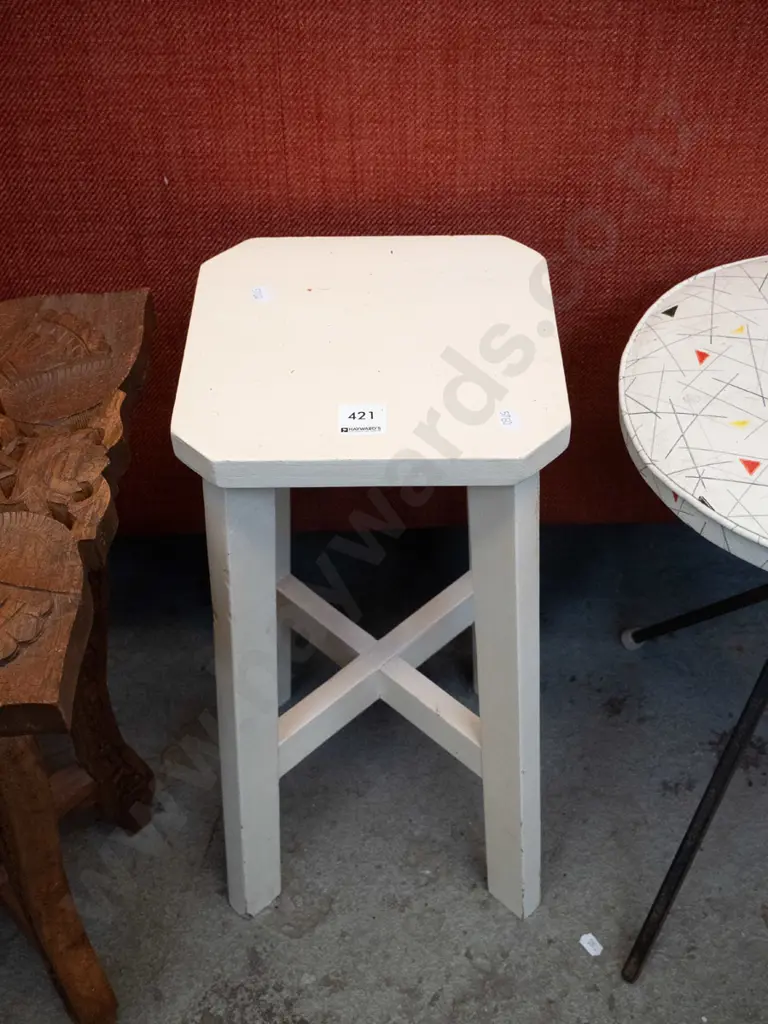 small painted wooden stool Image 1++