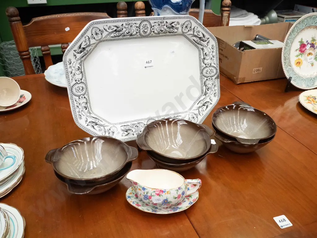Temuka bowls, Royal Winton gravy jug, Ridgeways ashett Image 1++