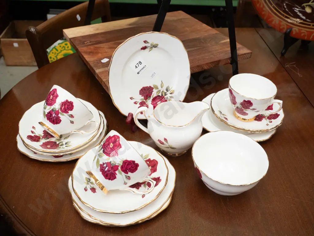 Colclough cups, saucers, plates, sugar, creamer Image 1++
