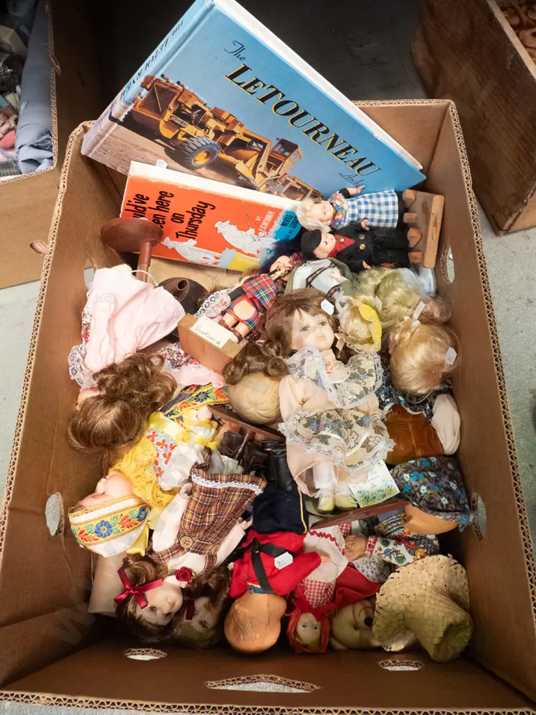 box of dolls and 2 books Image 1++
