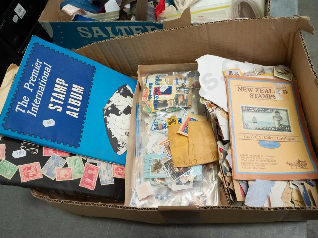 box of stamps and stamp albums Image 1++