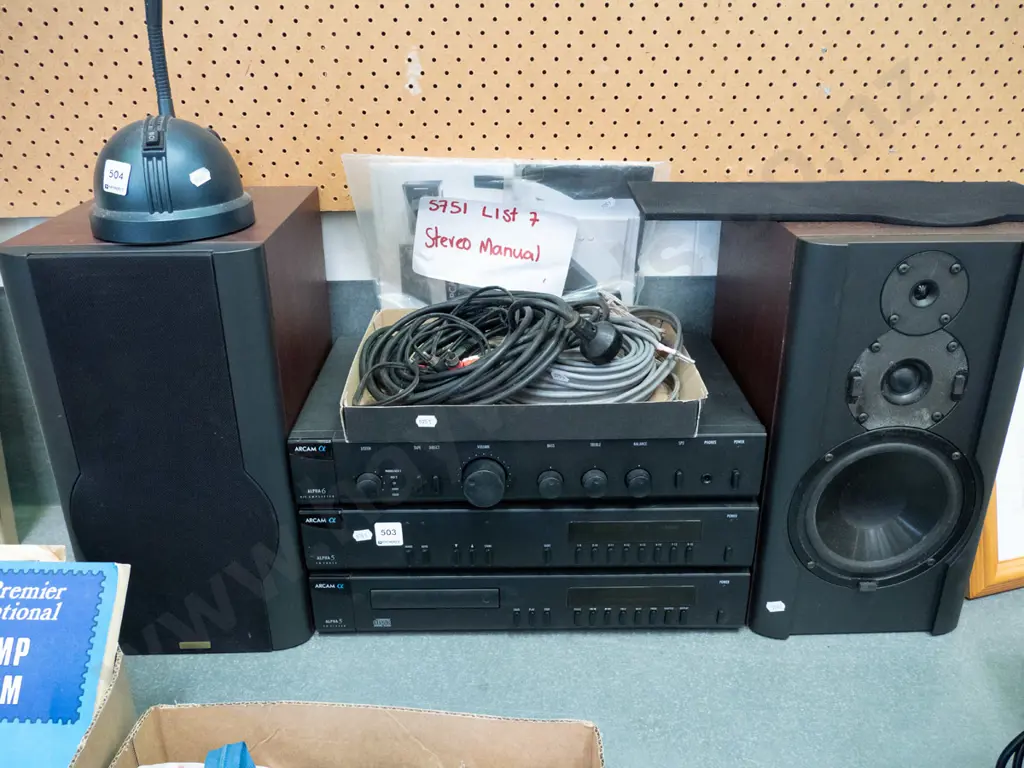 Arcam stereo components with CD, tuner, amp and a pair of Jamo bookcase speakers Image 1++