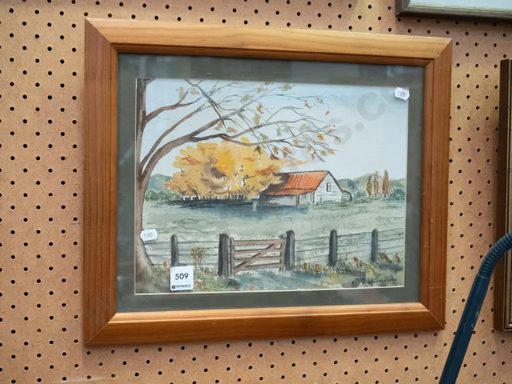 framed watercolour - farm buildings Image 1++