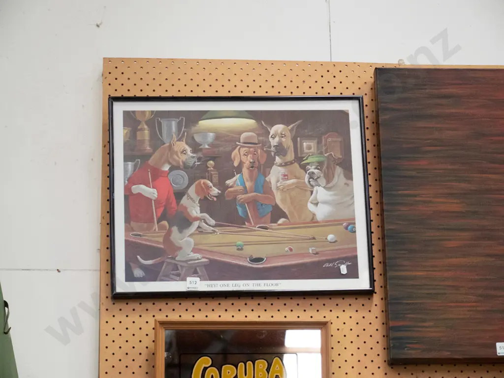 framed print - dogs playing pool Image 1++