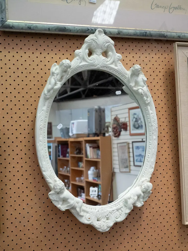 ornate framed cherub themed wall mirror Image 1++