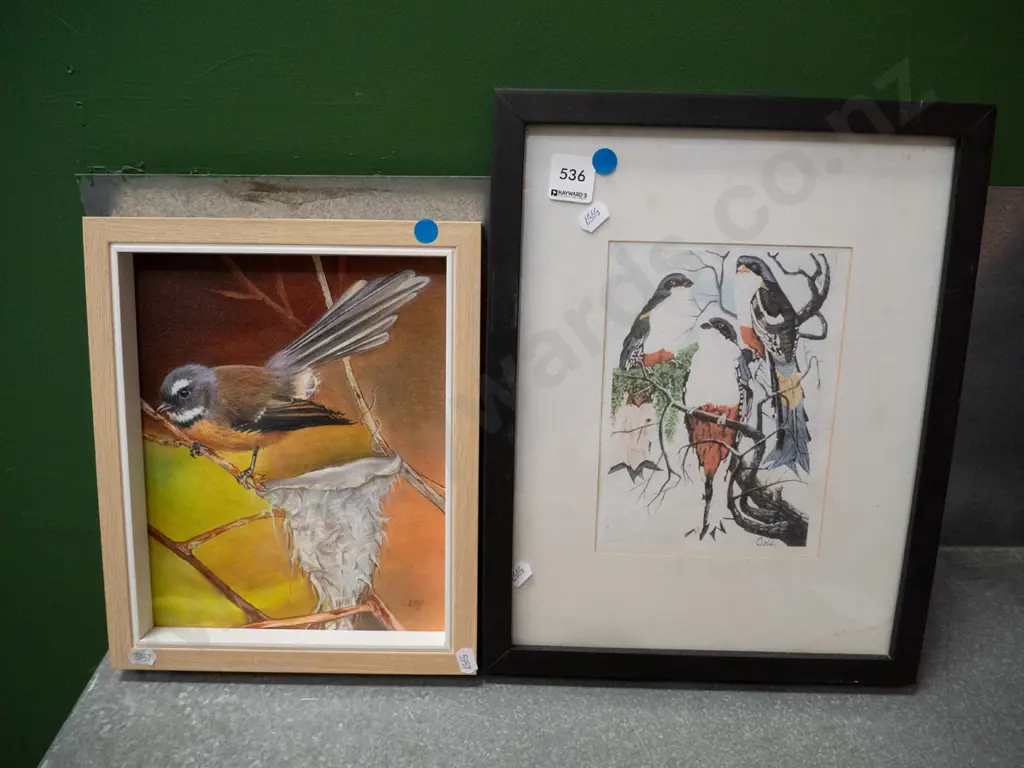 framed acrylic, framed watercolour - blue dots Image 1++