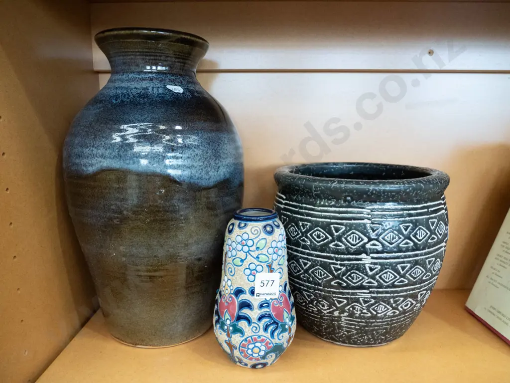 jardiniere, large blue vase, amphora vase - crack Image 1++