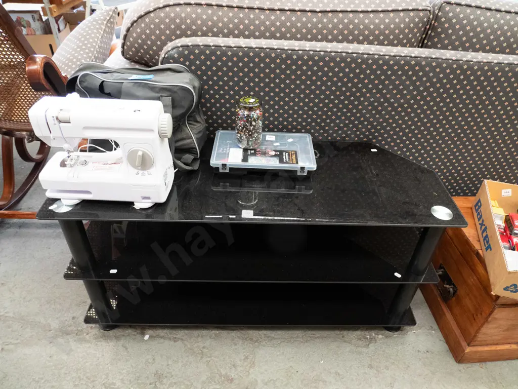black glass 3 tier entertainment unit Image 1++