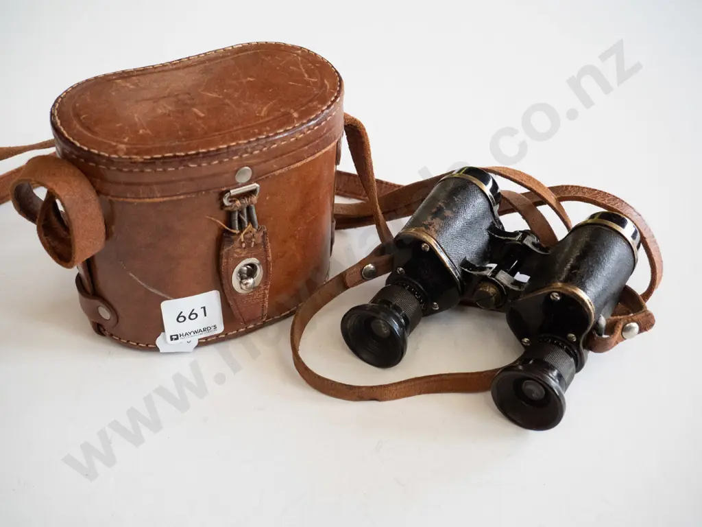 leather vintage field binoculars Image 1++