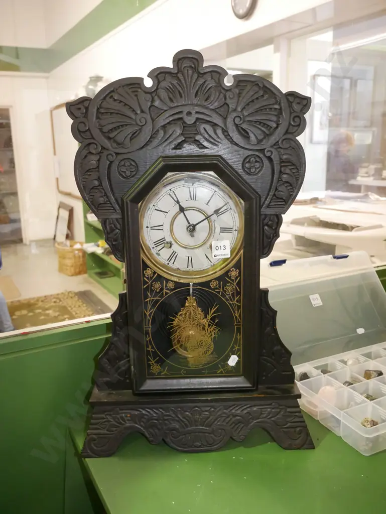 wood cased Ansonia mantle clock Image 1++