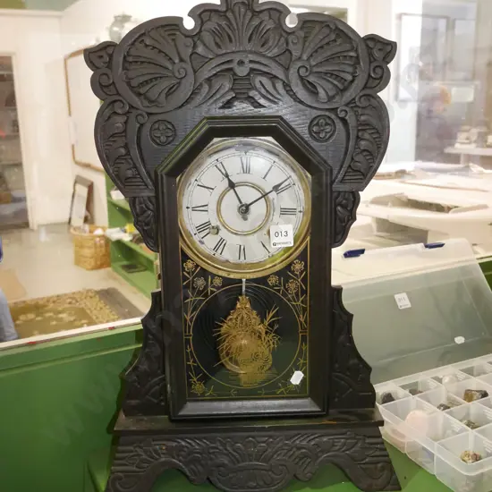 wood cased Ansonia mantle clock