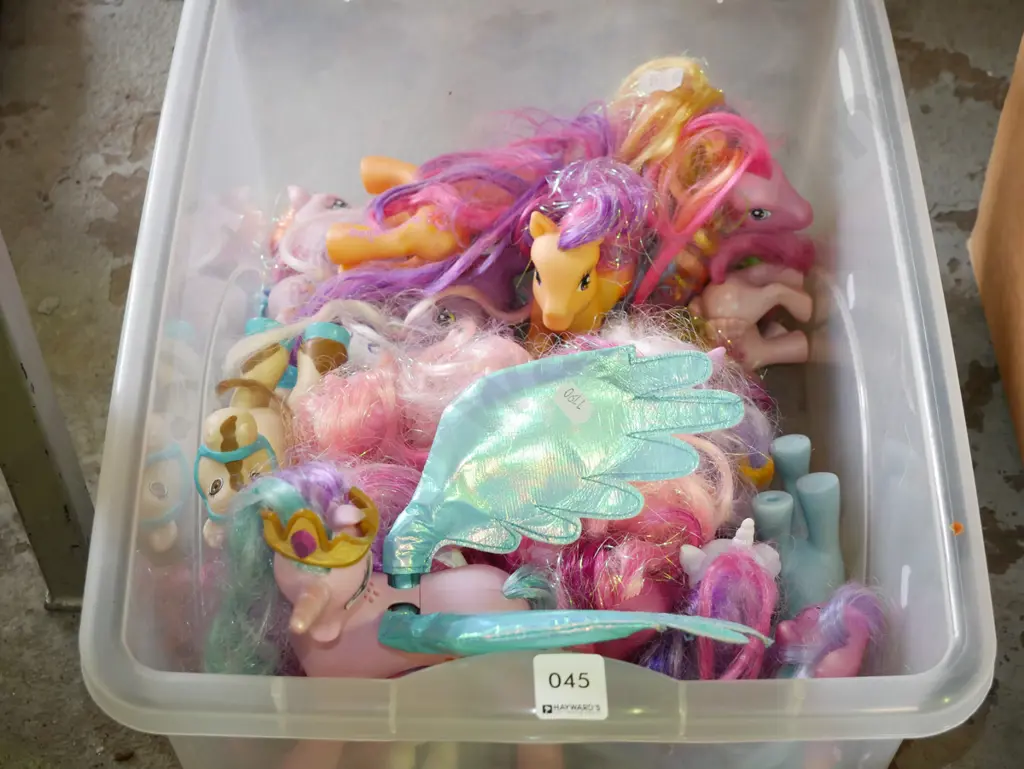 plastic tub of My Little Ponies Image 1++