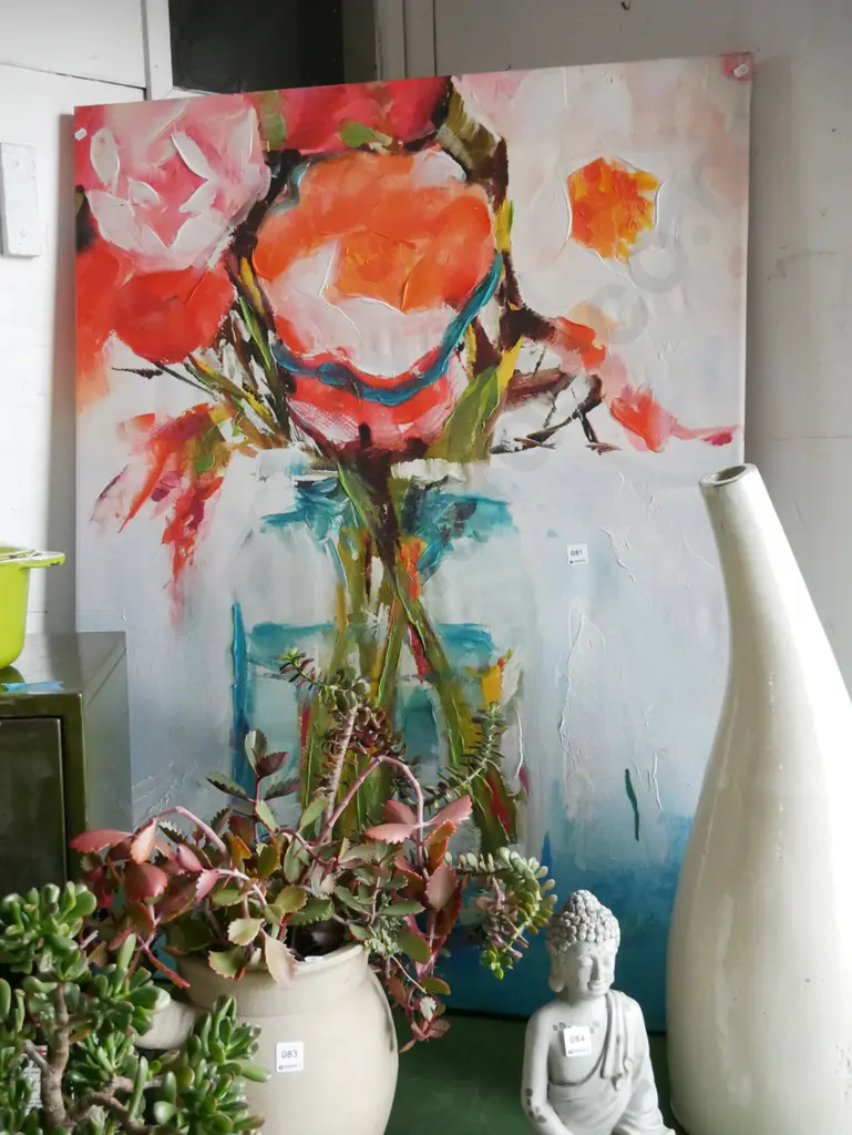 boxed canvas  mixed media  - flowers Image 1++