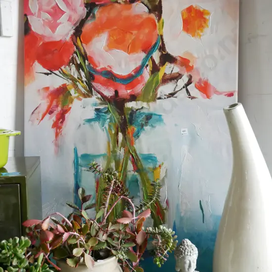 boxed canvas  mixed media  - flowers