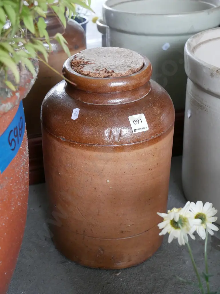 stoneware storage crock with cork stopper Image 1++