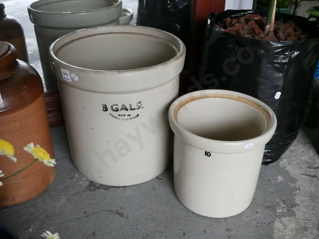 2x wide-mouth storage crocks - no lids Image 1++