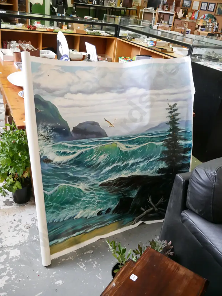 large unframed oil on canvas - seascape Image 1++